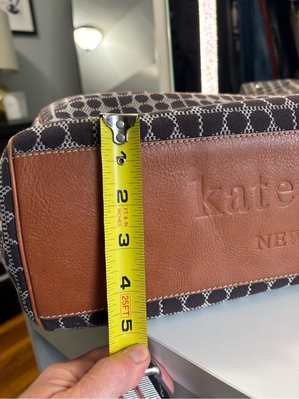 kate spade Brown and Cream Printed Tote with Dark Brown Straps - Picture 6 of 16